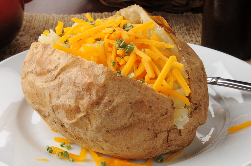 Baked Potatoes with Cheddar and Chives.